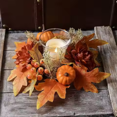 Candle Ring Decor Gifts Artificial Wreath for Dining Room Farmhouse Festival