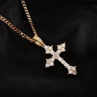 Cover Taiwan 官方直營 進口 嘻哈 水鑽 金項鍊 耶穌 十字架 A$AP Wiz Khalifa 金色 銀色