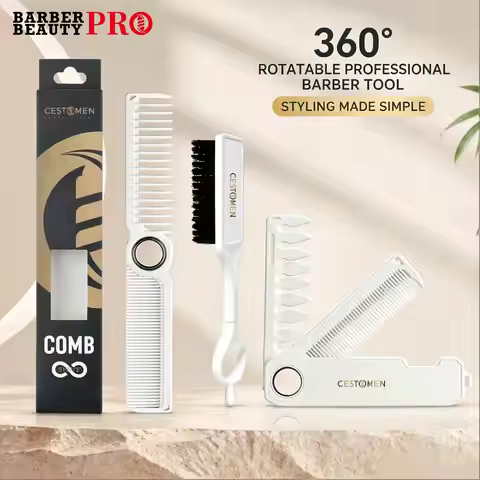 1Pcs Professional 360° Rotating Barber Cutting Comb Double Sided Folding Comb Portable Fade Brush Me