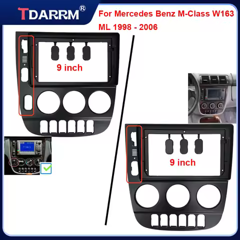 For Benz ML ML320 M-Class W163 1998-2008 9'' Car Frame Fascia Adapter Android Radio Dash Fitting Pan