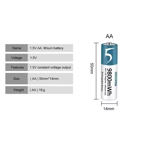DaweikalaAA Battery 1.5V Li-ion AA Rechargeable Battery 9800mWh AA Lithium-ion Battery for remote co