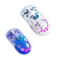 Transparent Wireless Mouse with Digital Screen2.4G RGB 4000DPI 5-Step Adjustment KeysBluetooth Gamer