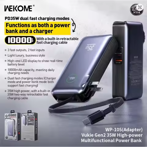 10000mAh WEKOME power bank charger mobile power 35W with plug aircraft can carry super fast charging