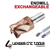 Endmill 12 4F R1 M6 LEXEES Modular Carbide Head Indexable 12mm End Mill Screw On Corner Radius Cutte
