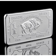 1oz 1 oz One Troy Ounce USA American Buffalo German Silver Plated Bar - Design 2