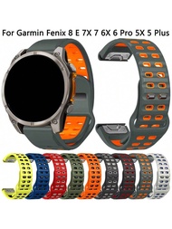 สายนาฬิกาซิลิโคนนุ่มใช้ถอดเร็ว 22มม. 26มม. สำหรับ Garmin Fenix 8 47มม./51มม.E, สายระบายอากาศสำหรับ G