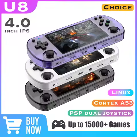 U8 Open Source Retro Handheld Video Game Console Linux System 4.0 Inch IPS Screen Portable Pocket Vi
