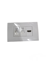 3 Gang 2 LAN CAT6 Outlet with 1 HDMI Outlet with Plate Cover (T&J)