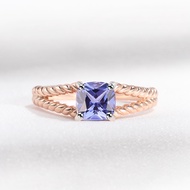 925 Sterling Silver Wedding Ring For Women Tanzanite Nano Created Gemstone Rose Gold Plated Birthday Gifts Delicate Fine Jewelry