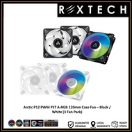 REXTECH Arctic P12 PWM PST A-RGB 120mm Case Fan – Black / White (3 Fan Pack)