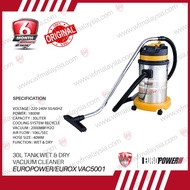 EuroPower / EuroX VAC5001 30L Stainless Steel Tank Wet & Dry Vacuum Cleaner