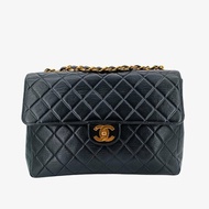 CHANEL Vintage Black Lambskin Jumbo Classic Flap Bag