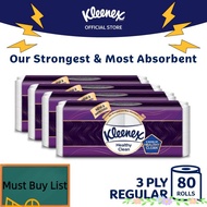 ⭐Daily use⭐ ♠Kleenex Ultra Soft Toilet Tissue 3 ply (20 Rolls x 4) Healthy Clean - Strong  Absorbent Bath Tissue Paper Toilet Roll☚
