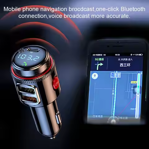 PD QC 3.0 Bluetooth-Compatible 5.0 FM Transmitters Fast Car Phone Wireless Call Radio Adapter Charge