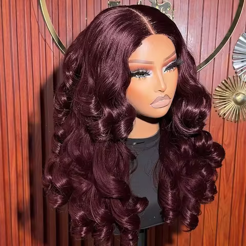 350% Body Wave Wig Burgundy 99J Lace Front Wig HD Lace Frontal Wig Human Hair Pre Plucked 99j Red Co