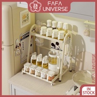 Kitchen Countertop White 2-Layer Pull-Out Metal Storage Rack Spice Rack L6BQ