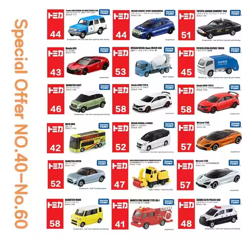 Special Offer Takara Tomy Tomica No.41-No.60 Cars Hot Pop 1:64 Kids Toys Motor Vehicle Diecast Metal