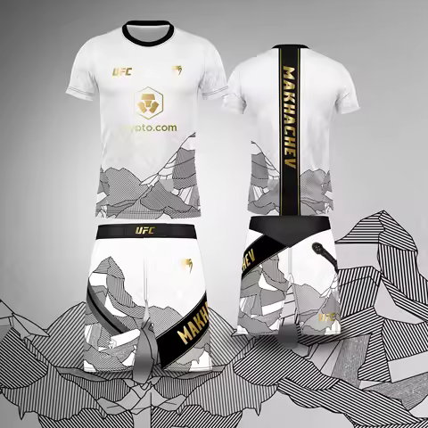 UFC Top Fighters Islam Makhachev Combat Fighting Event Tee And Shorts Set Breathable Wrestling Runni