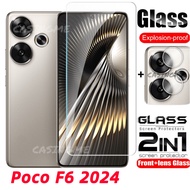 ฟิล์ม2024 Poco F6 2 In 1คลุมทั้งหมดปกป้องหน้าจอกระจกนิรภัยสำหรับ F6 Poco PocoF6 F6Pro F 6 Pro 4G 5G 2024ฟิล์มกันรอยด้านหน้าเลนส์หลัง
