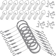 8 Pcs Picture Hanging Wire Kit, 6.56 FT Adjustable Heavy Duty Wire with Hooks and D Rings, Supports 