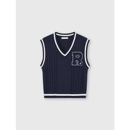 CANIFA 2TE25C001 boy's sleeveless V-neck sweater with embroidered patterns