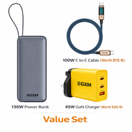 GXM 130W Power Bank 20000mAh Type USB C Fast Charge Laptop Macbook iPhone 16 15 iPad Tablet Samsung 