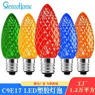 LED Plastic Bulb C9 Strawberry Light E17 Base Five-Color Bulb Atmosphere Bulb Strawberry Color Bulb 