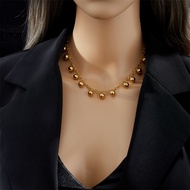 Elegant layered gold ball drop stainless steel necklace for women not fade