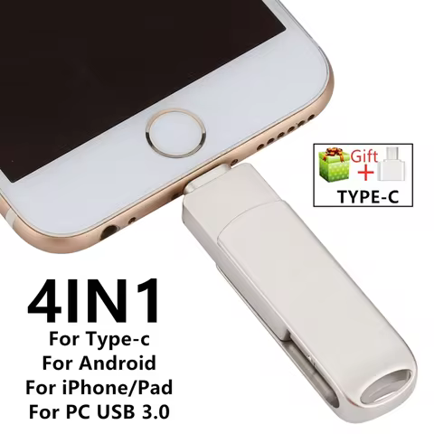 360° rotation 256GB Metal OTG Flash Drive 512GB 128GB pendrive For iPhone/ipad/IOS/Otg Type-C Mirco 
