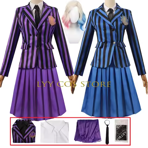 Sinclair Enid Cosplay Anime Costume School Uniform Wednesday Jacket Skirt Suit Wig Set Halloween Par