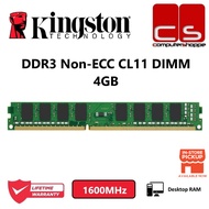 Kingston Value DDR3 1600MHz 4GB Non-ECC CL11 DIMM Desktop RAM - KVR16N11S8/4 | KVR16LN11/4