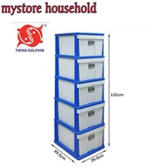 TWIN DOLPHIN  D292 5 Tier Drawer/Plastic Cabinet/Storage Cabinet