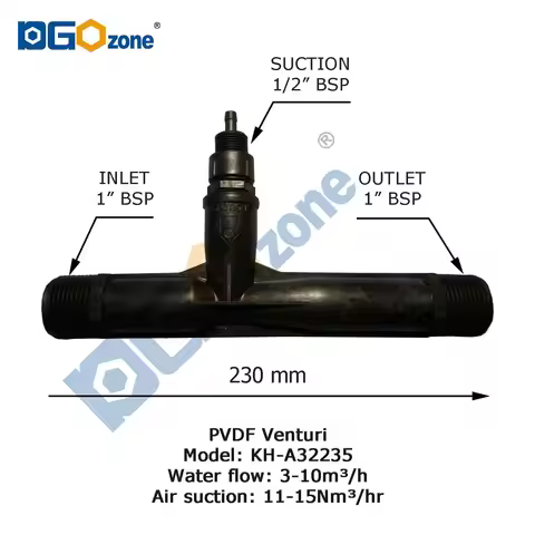 Free shipping 1" Venturi injector for Ozone mixing PVDF material Venturi connector with valve KH-A32