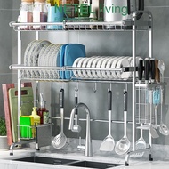 ☬NETEL Kitchen Organizer 1/2 Tier Dish Drainer Rack Stainless Steel Over Sink Dish Drying Rack♕