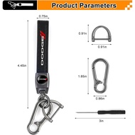 Leather Car Keychain Compatible with Dodge, Key Chain for Men and Women, Car Key Ring for Dodge Acce