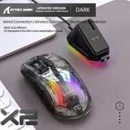 ATTACK SHARK X2 Pro Wireless Gaming Mouse RGB Tri-Mode Transparent Charging Dock