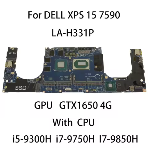 Laptop Motherboard LA-H331P For DELL XPS 15 7590 With CPU I5-9300H I7-9750H I9-9880H GPU GTX1650 4G 