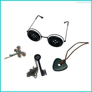 Nan 4 Pcs Button Eyes Glasses Necklace Insect Hairclip Halloween Merchandise Cosplay Accessories for