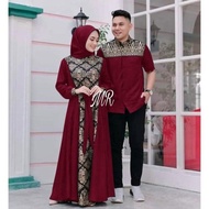 gamis batik kombinasi polos terbaru 2022 modern couple baju muslim