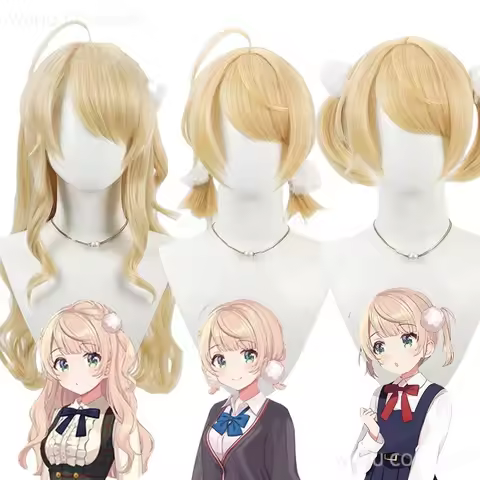 VTuber Shigure Ui Cosplay Wig Yellow Double Ponytail Short Hair Game Cosplay Young Wig Anime Cosplay