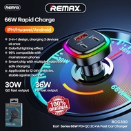Remax 66W Fast Charging Car Charger LED Adapter Kereta PD Charger USB Car Charger Type C Charger Por