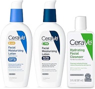 CeraVe AM/PM Face Moisturizer & Hydrating Face Wash Routine, Travel Size Toiletries, 3oz Lotion + Cl