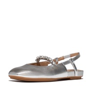 FitFlop DELICATO Pearls-and-Crystal Soft-Leather Slingbacks - Silver (A0R-011)