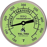 Tel-Tru BQ300 Barbecue Thermometer, 3 inch glow dial with zones, 4 inch stem, 100/500 degrees F