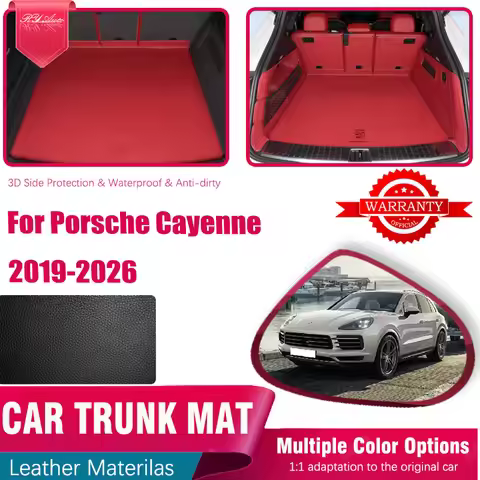 Car Rear Trunk Mats For Porsche Cayenne E3 9YA/9YB 2019~2026 Leather Storage Pads Cargo Covers Inner
