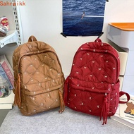 AXIOM Nylon Backpack, Preppy Style Bownot Embroidered Bow Backpack, Shoulder Bag Korean Style Large 