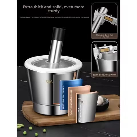 316 Stainless Steel Medicine Crusher Grinding Medicine Grinder Garlic Press Stone Mortar Mashing Jar