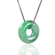 【願‧平安】飄綠花翡翠平安扣項鍊 | 天然緬甸翡翠A貨 | 送禮