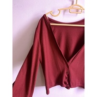 red maroon crop cardigan