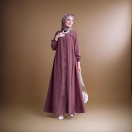 Gauri Dress Polos Gamis Crinkle Airflow Premium Maxi kancing Wanita